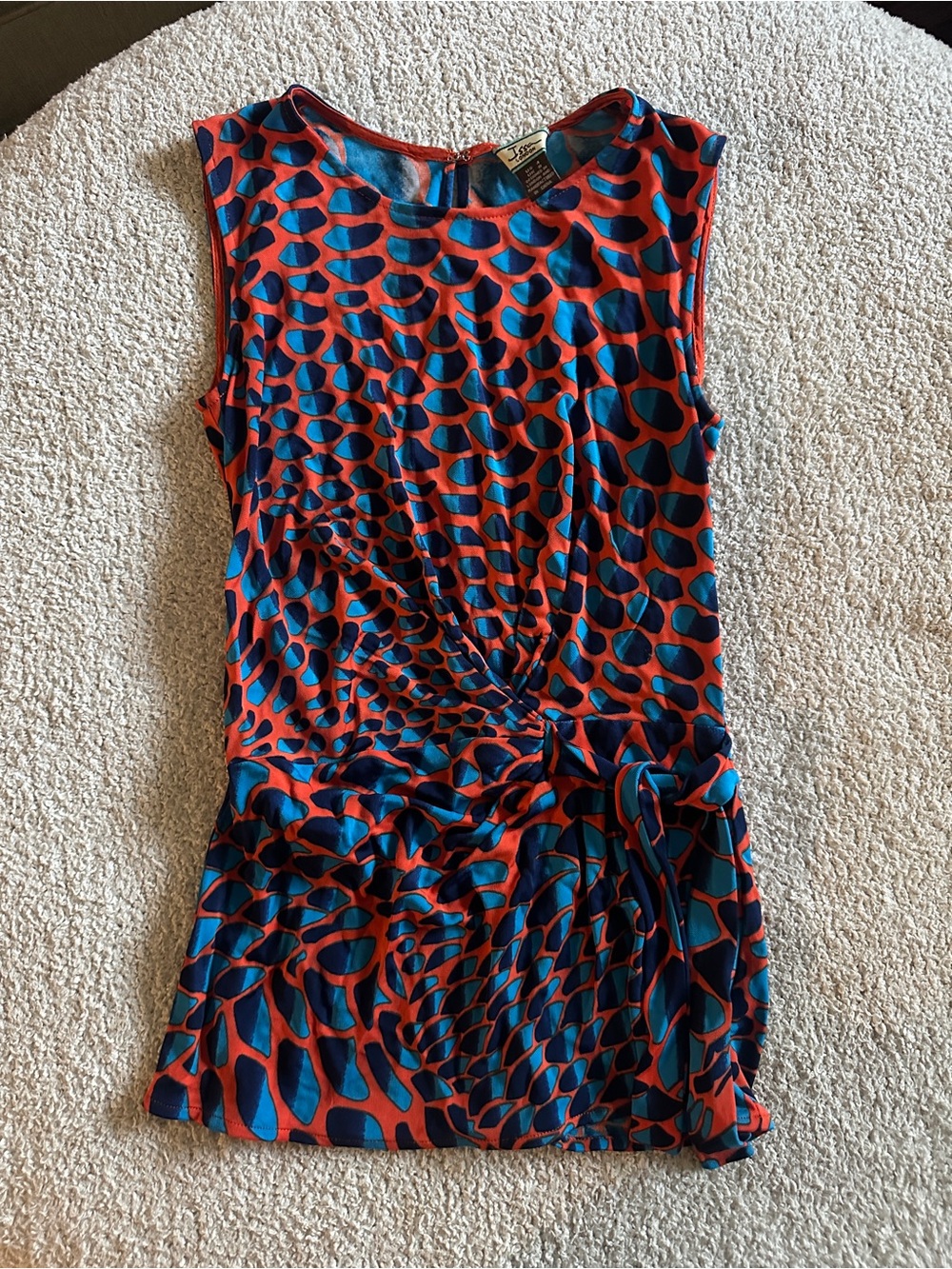 Issa London Red and Blue Printed Sleeveless Wrap-Front Top